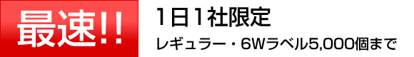 最速!! 1日1社限定 レギュラー・6Wラベル5,000個まで